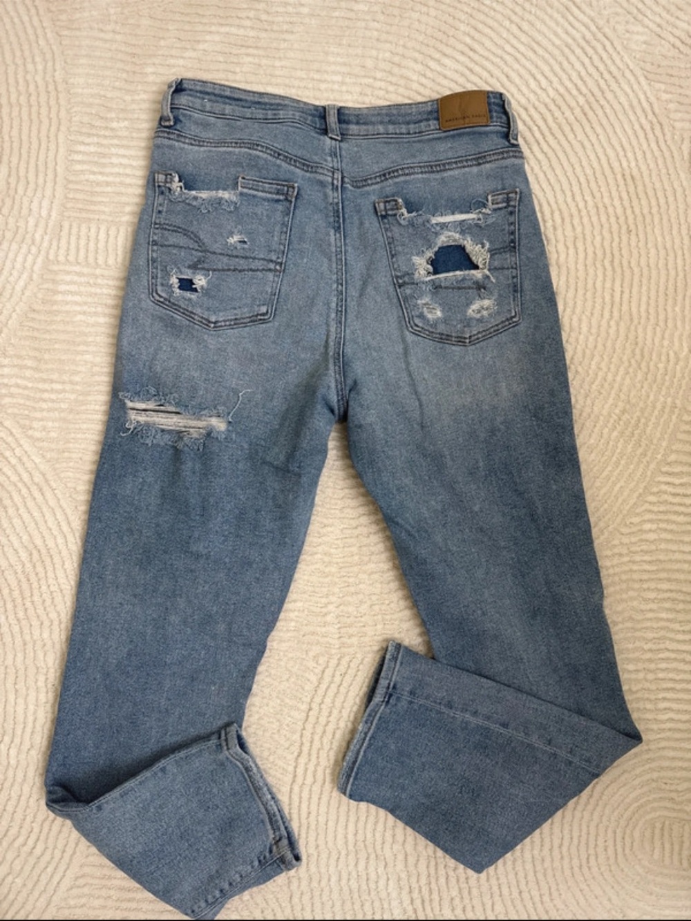 American Eagle Outfitters Light Blue Distressed Straight Leg Jeans